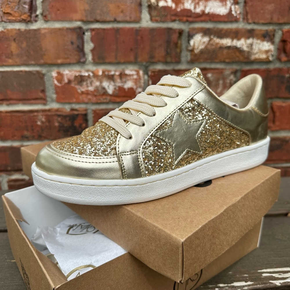 Gold Glitter Star Women's Sneakers
